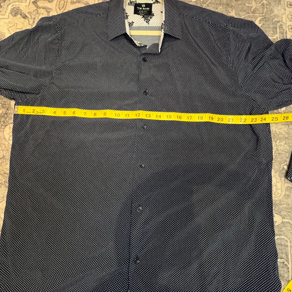 Tom Baine Blue/white dot XXL Slim Fit Stretch Wrinkle Free Button Up Shirt. - Picture 6 of 9